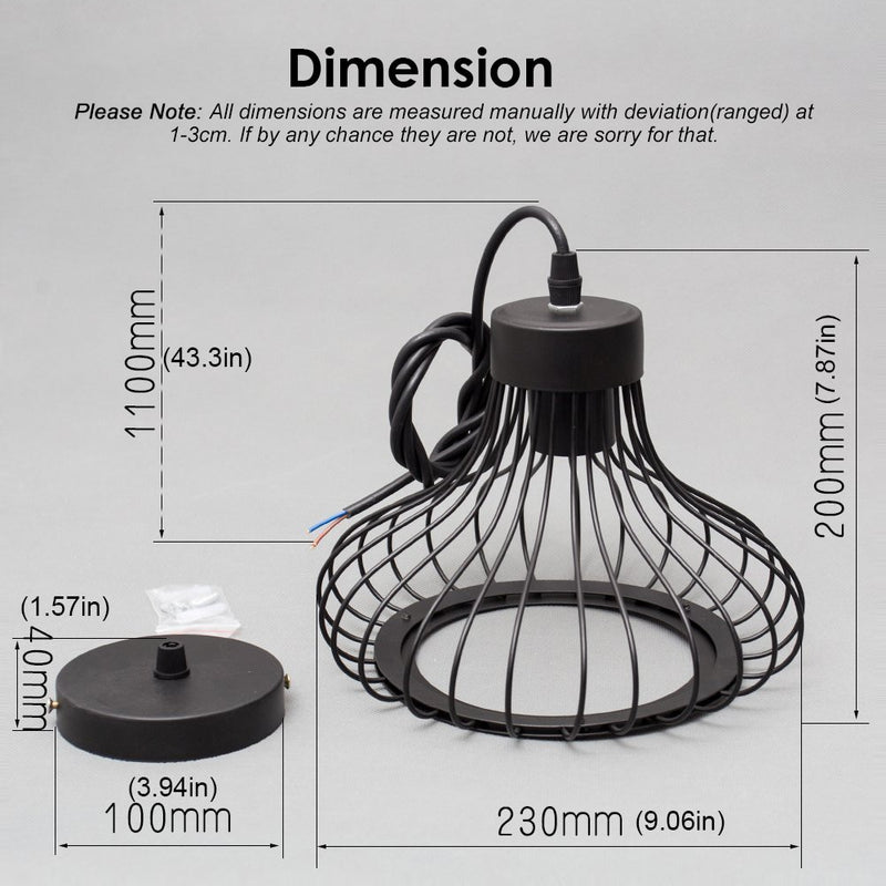 Industrial Black Metal Cage Pendant Light by Lavishway | Pendant Lighting-50066