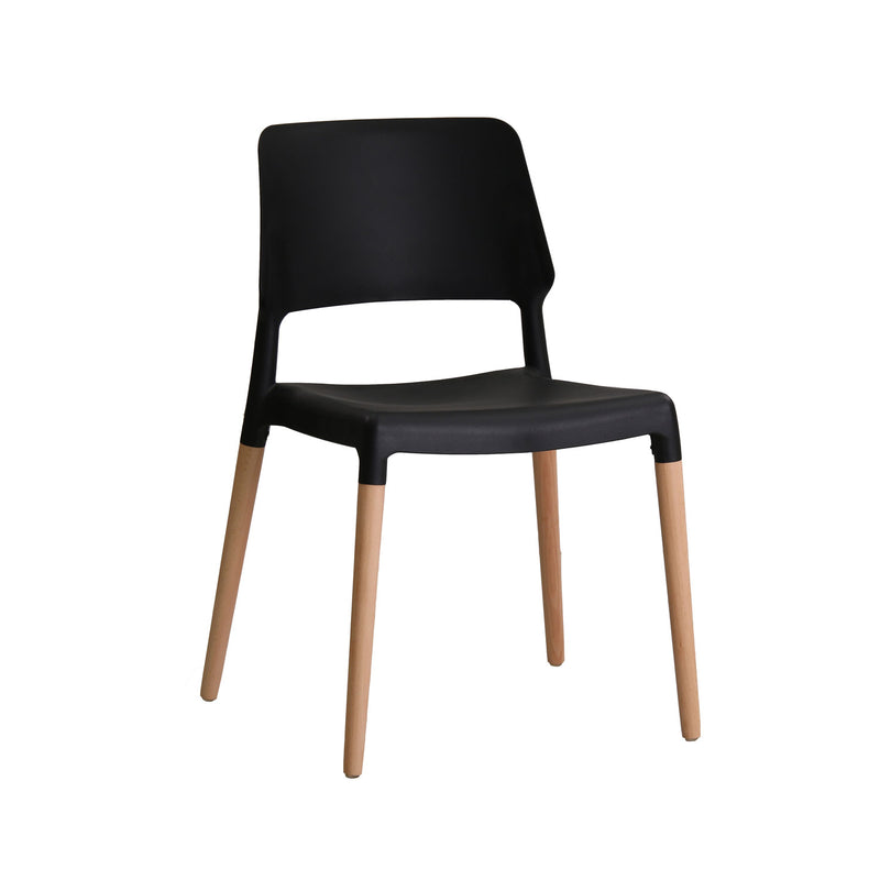 Riva Wooden Legs Black Dining Chair Set of 2 by Lavishway | Dining Chairs-35275