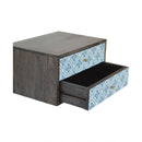 Riva Blue Printed Wall Mounted Bedside Table by Lavishway | Bedside Tables-57614