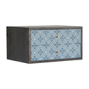 Riva Blue Printed Wall Mounted Bedside Table by Lavishway | Bedside Tables-57612