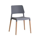Riva Wooden Legs Grey Dining Chair Set of 2 by Lavishway | Dining Chairs-35269