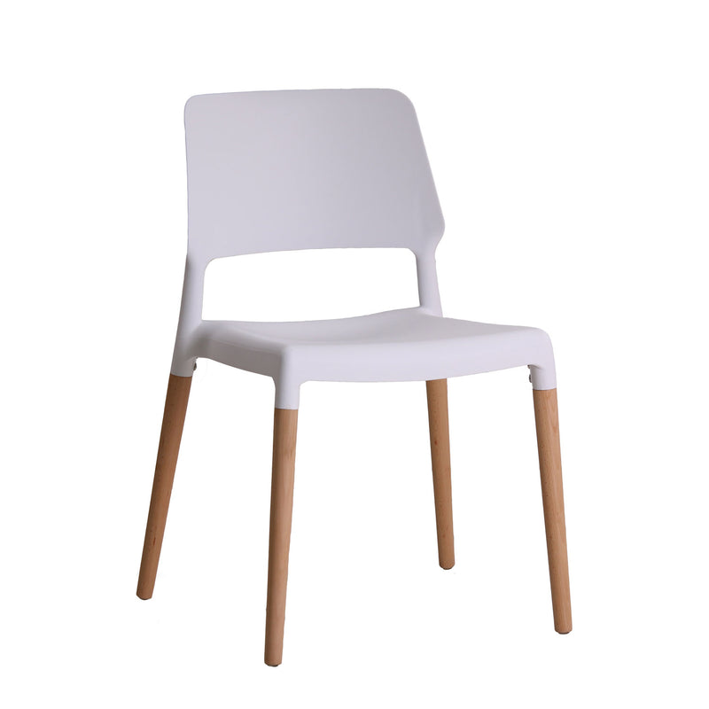 Riva Wooden Legs White Dining Chair Set of 2 by Lavishway | Dining Chairs-35264