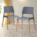 Riva Wooden Legs Grey Dining Chair Set of 2 by Lavishway | Dining Chairs-35268