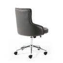 Rocco Graphite Grey Leather Office Chair by Lavishway | Leather Chairs-27271