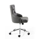 Rocco Graphite Grey Leather Office Chair by Lavishway | Leather Chairs-27270
