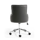Rocco Graphite Grey Leather Office Chair by Lavishway | Leather Chairs-27272