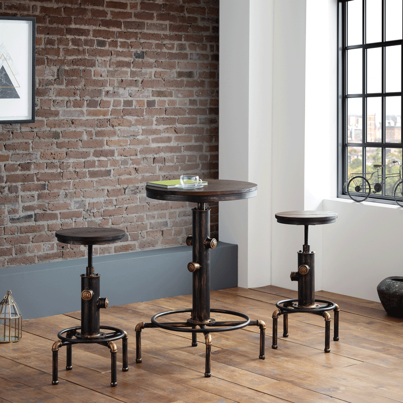 Rockport Elm Wood Seat Pipe Work Bar Stool by Lavishway | Bar Stools-60943