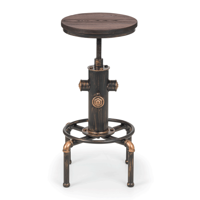 Rockport Elm Wood Seat Pipe Work Bar Stool by Lavishway | Bar Stools-60945