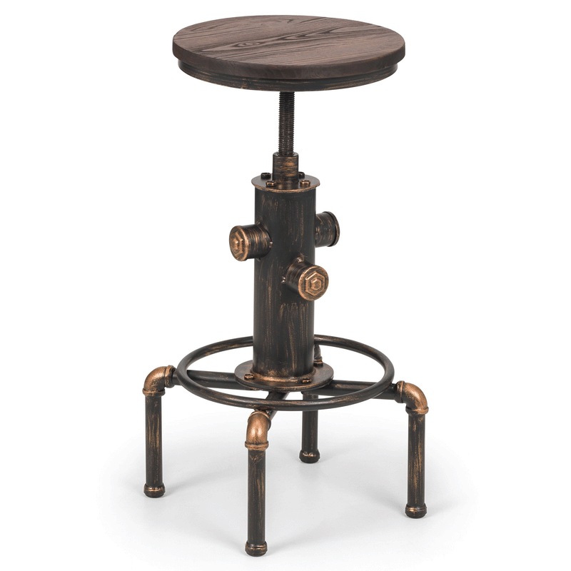 Rockport Elm Wood Seat Pipe Work Bar Stool by Lavishway | Bar Stools-60944