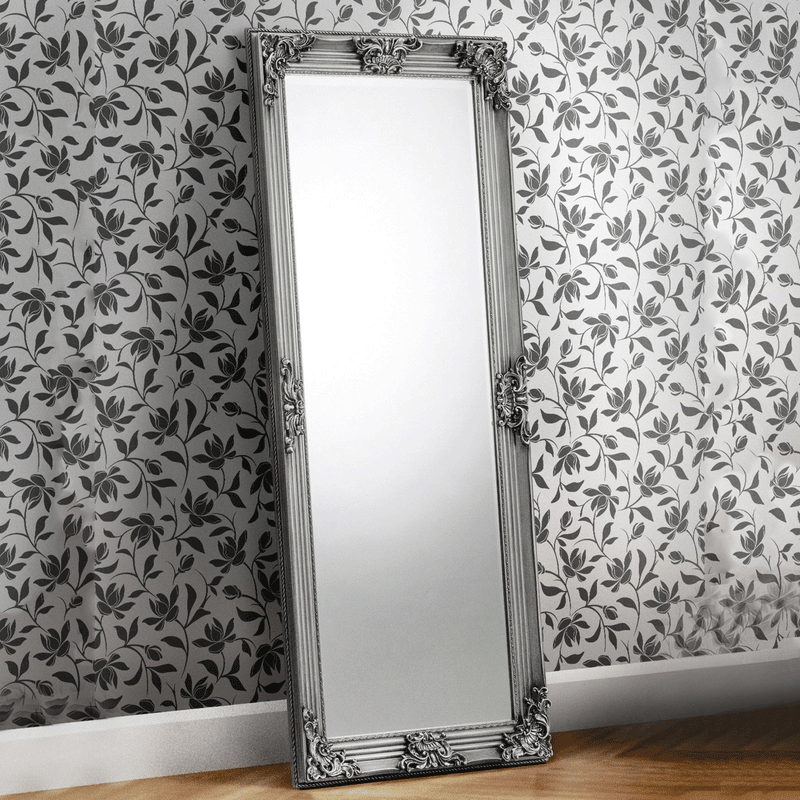 Rococo Pewter Finish Decorative Floor Mirror by Lavishway | Wall Mirrors-60929