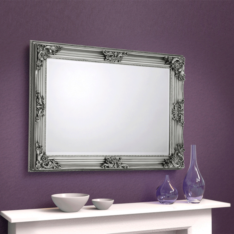 Rococo Pewter Finish Wall Mirror by Lavishway | Wall Mirrors-60927