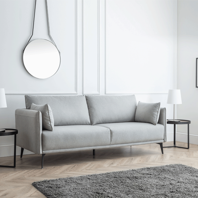 Rohe Platinum Fabric 3 Seater Sofa by Lavishway | Fabric Sofas-60909