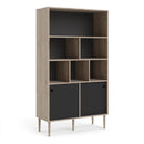 Rome Black & Oak 2 Sliding Doors Bookcase