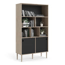 Rome Black & Oak 2 Sliding Doors Bookcase