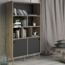 Rome Black & Oak 2 Sliding Doors Bookcase