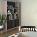 Rome Black & Oak 2 Sliding Doors Bookcase