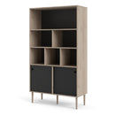 Rome Black & Oak 2 Sliding Doors Bookcase