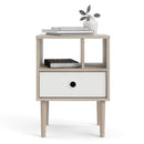 Rome Oak Finish 1 White Drawer Bedside Table