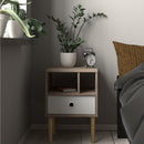 Rome Oak Finish 1 White Drawer Bedside Table