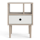 Rome Oak Finish 1 White Drawer Bedside Table