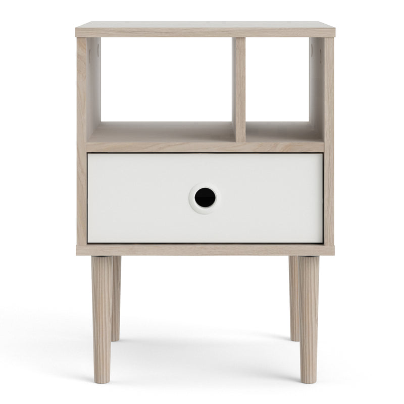 Rome Oak Finish 1 White Drawer Bedside Table
