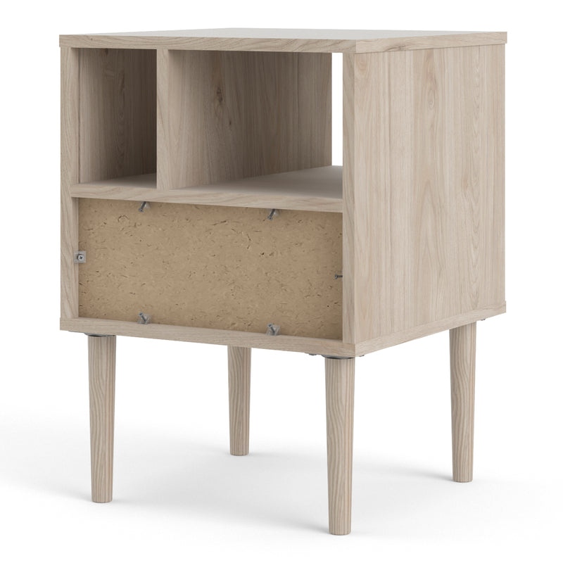 Rome Oak Finish 1 White Drawer Bedside Table