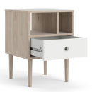 Rome Oak Finish 1 White Drawer Bedside Table