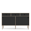 Rome Oak & Black 2 Sliding Doors Sideboard