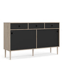 Rome Oak & Black 2 Sliding Doors Sideboard