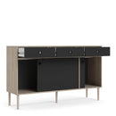 Rome Oak & Black 2 Sliding Doors Sideboard
