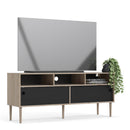 Rome Oak & Black 2 Sliding Doors TV Unit