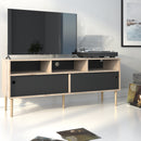 Rome Oak & Black 2 Sliding Doors TV Unit