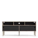 Rome Oak & Black 2 Sliding Doors TV Unit