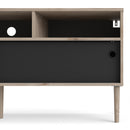 Rome Oak & Black 2 Sliding Doors TV Unit