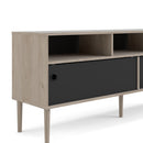Rome Oak & Black 2 Sliding Doors TV Unit