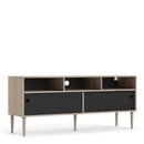 Rome Oak & Black 2 Sliding Doors TV Unit