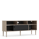 Rome Oak & Black 2 Sliding Doors TV Unit