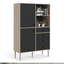 Rome Oak & Black Finish 2 Doors Wood Bookcase