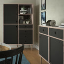 Rome Oak & Black Finish 2 Doors Wood Bookcase