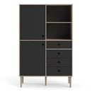 Rome Oak & Black Finish 2 Doors Wood Bookcase