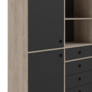 Rome Oak & Black Finish 2 Doors Wood Bookcase
