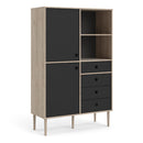 Rome Oak & Black Finish 2 Doors Wood Bookcase