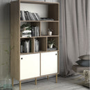 Rome Oak & White 2 Sliding Doors Bookcase