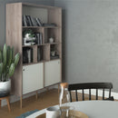 Rome Oak & White 2 Sliding Doors Bookcase