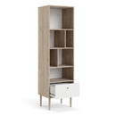 Rome Oak & White Finish 1 Drawer Bookcase