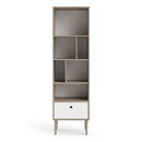 Rome Oak & White Finish 1 Drawer Bookcase