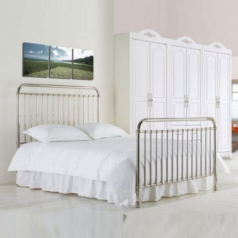 Rose Metal Nickel Finish Bed Frame by Lavishway | Metal Beds-26974