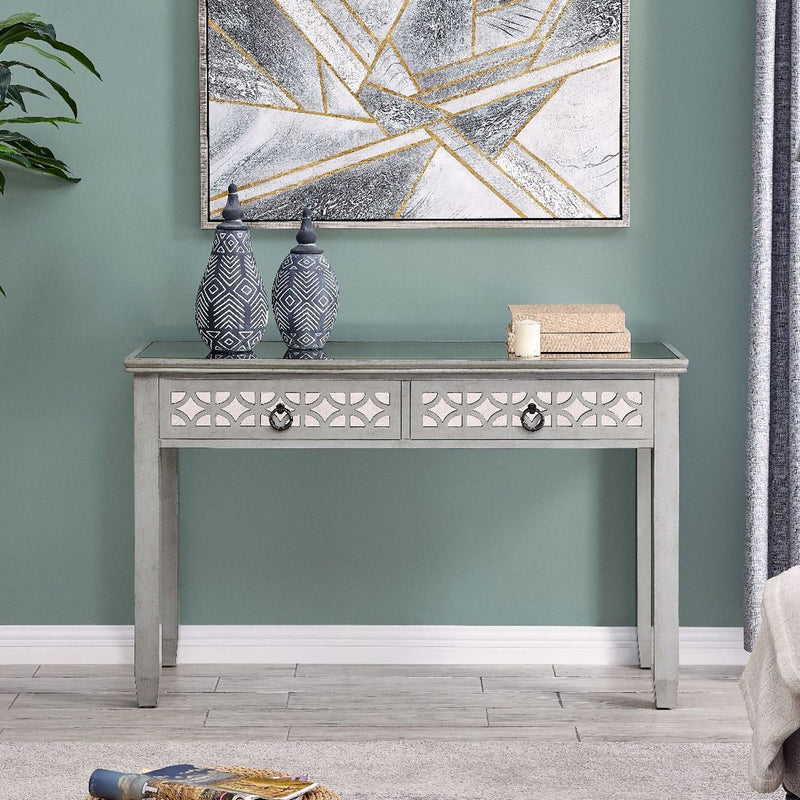 Russell Grey Painted 2 Drawers Console Table by Lavishway | Hallway Console Table-23968