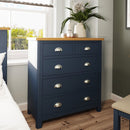 Rutland Oak Top Blue 2 Over 3 Chest Of Drawer by Lavishway | Chest Of Drawers-33862