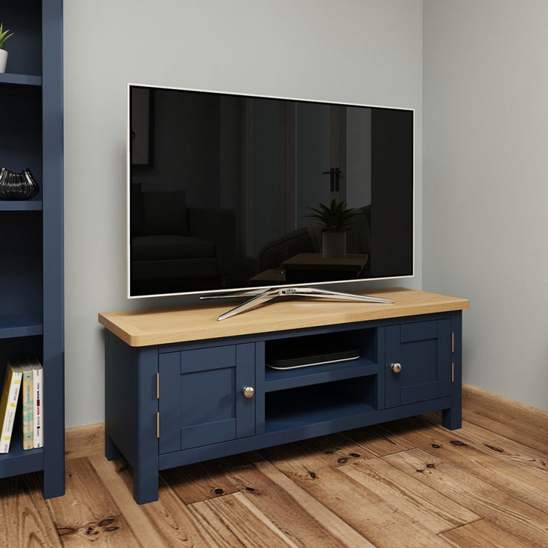 Rutland Oak Top Blue Painted Large TV Unit by Lavishway | TV Units Cabinets-33794